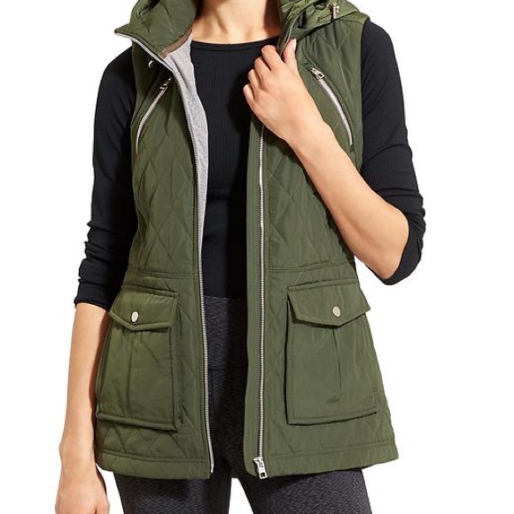 Athleta Tetons Green Vest with Removable Hood